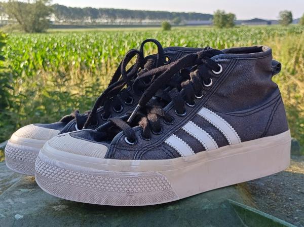 Een paar schoenen, schoon gewassen na een bezoek aan Saeftinghe