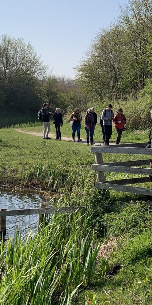 Groep mensen loopt door Oranjezon