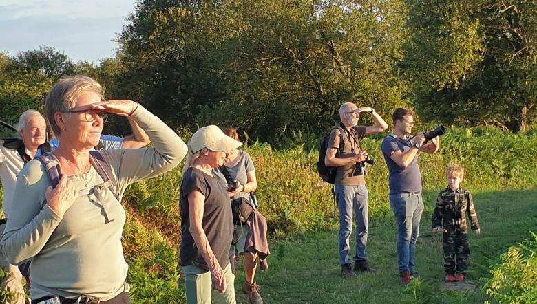 Groep mensen kijkt in de verte 