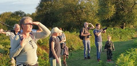 Groep mensen kijkt in de verte 