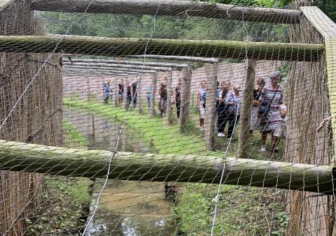 Groep mensen loopt door Eendenkooi